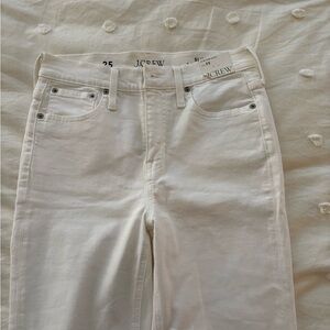 J. Crew High Rise White Jeans Slim Demi Boot
